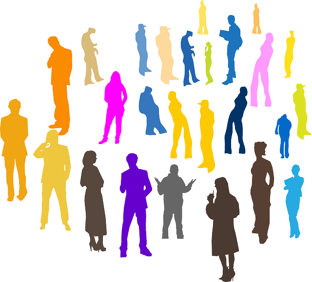 lots of various colored silhouettes of people 