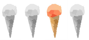 slow travel blog advocates the slow travel experience by using four ice cream cones - three alike - to show the attractiveness of variety visually